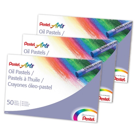 Pentel Oil Pastels, 50 Colors Per Pack, 150PK PHN50